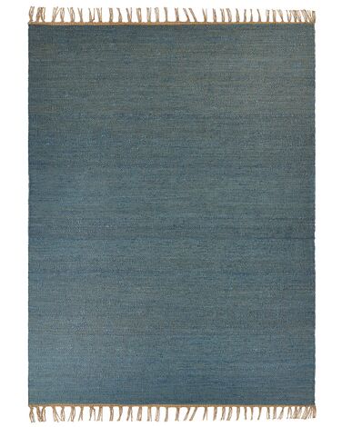 Alfombra de yute azul turquesa/marrón 160 x 230 cm LUNIA