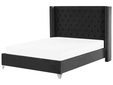 Łóżko welurowe 180 x 200 cm czarne LUBBON