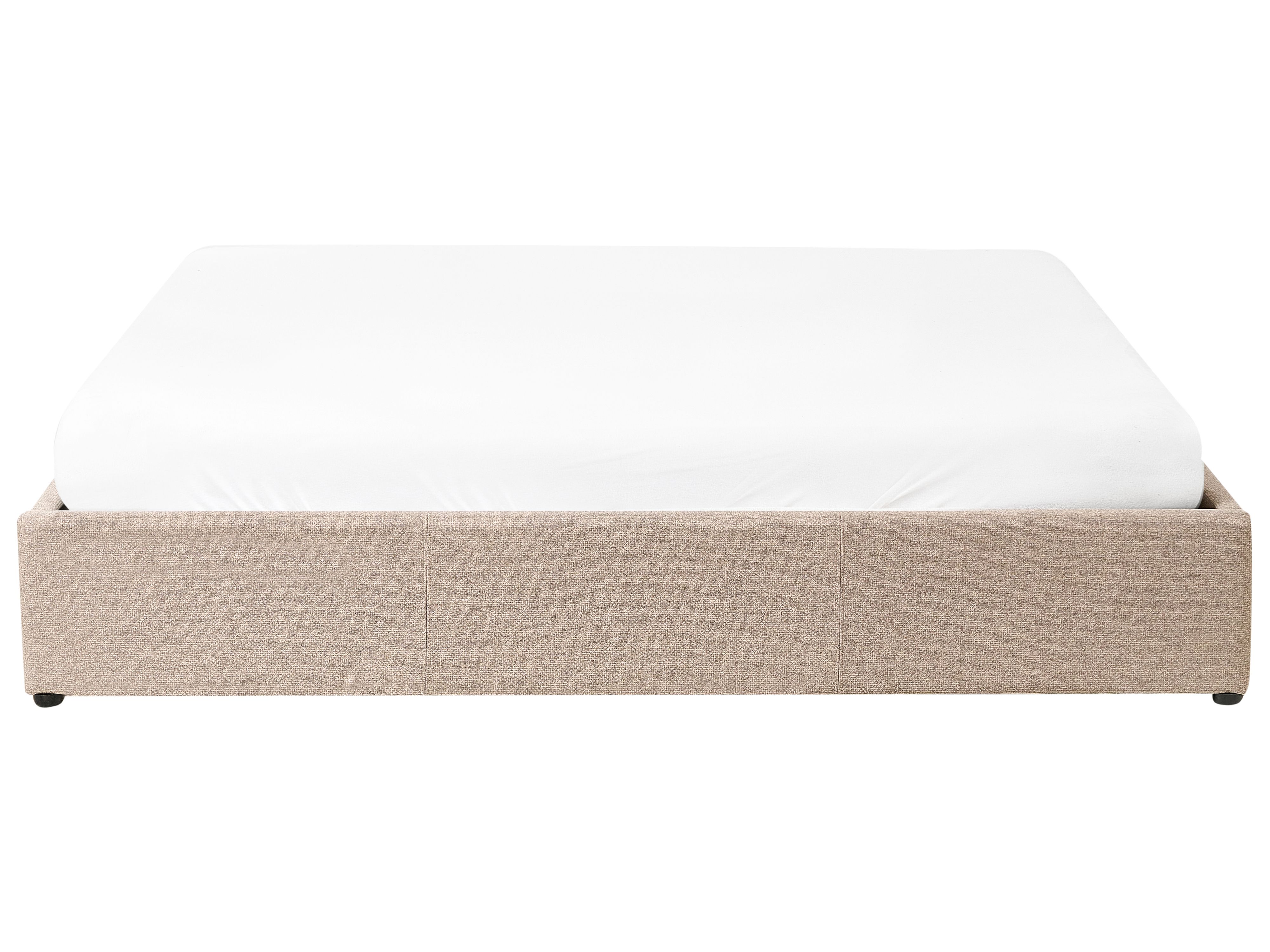 Łóżko z pojemnikiem tapicerowane 180 x 200 cm beżowe DINAN