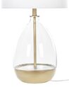 Tischlampe Glas weiss / gold 63 cm Trommelform OKARI_823053