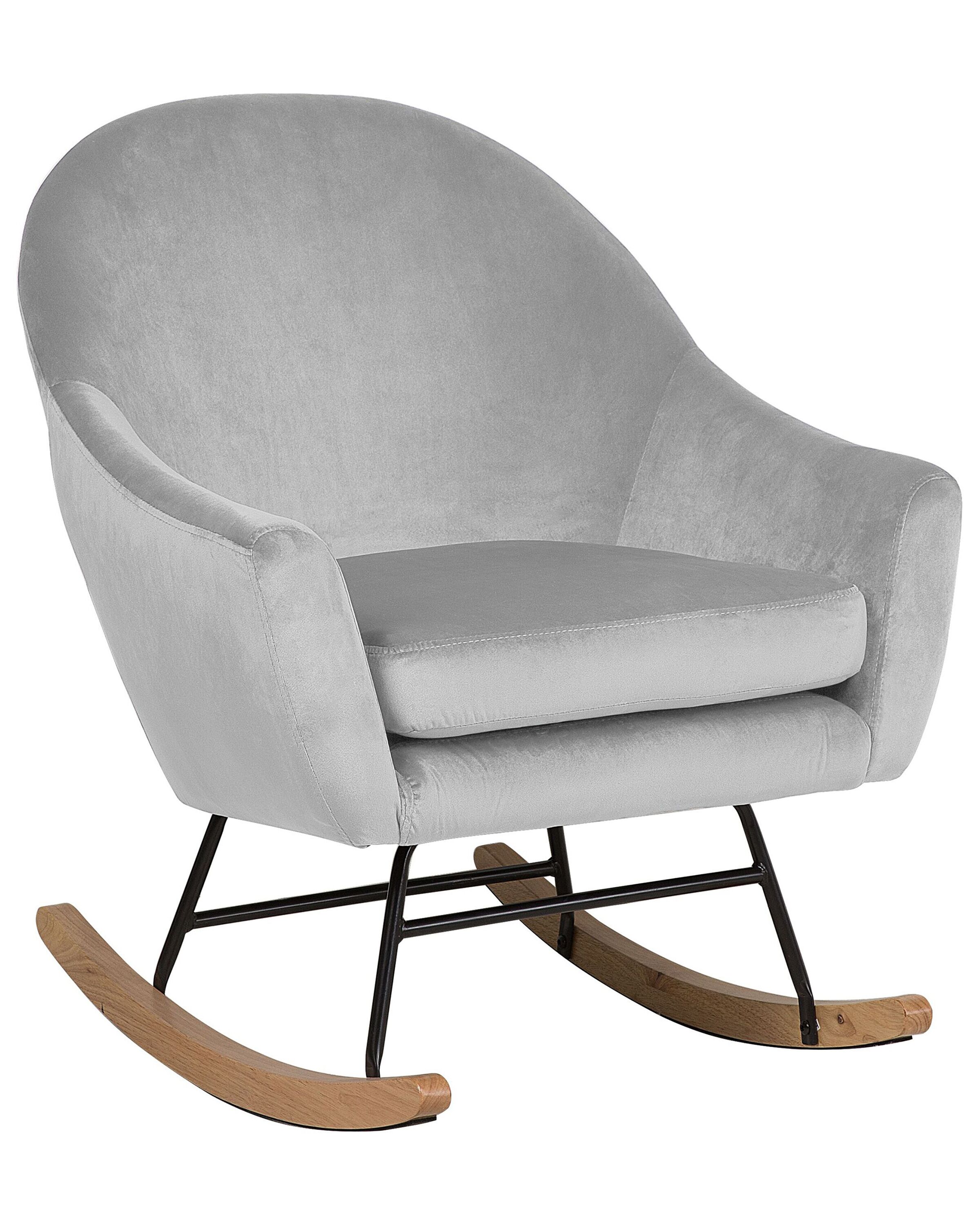 Velvet Rocking Chair Light Grey OXIE | Beliani.co.uk
