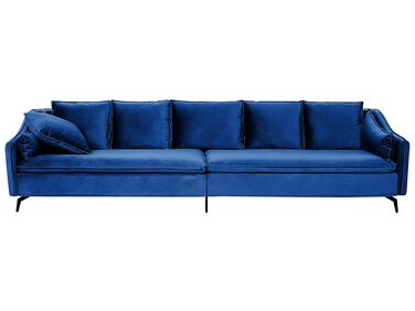 4-Sitzer Sofa Samtstoff marineblau / schwarz AURE