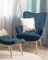 Velvet Wingback Chair with Footstool Blue VEJLE_712874