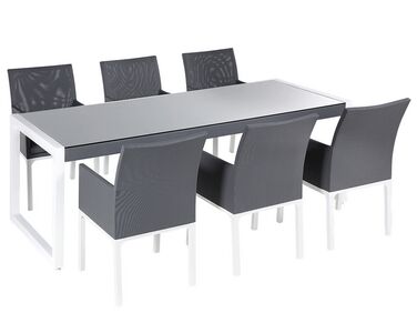 Ensemble de jardin en aluminium gris table et 6 chaises BACOLI