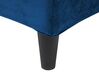 Cama con somier de terciopelo azul oscuro/madera oscura 180 x 200 cm FITOU_710115