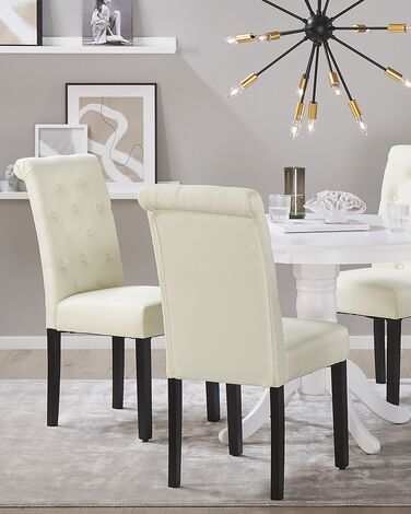 Set of 2 Fabric Dining Chairs Cream VELVA