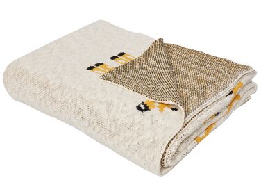 Manta infantil de algodón beige motivo jirafas 130 x 170 cm CHILARI