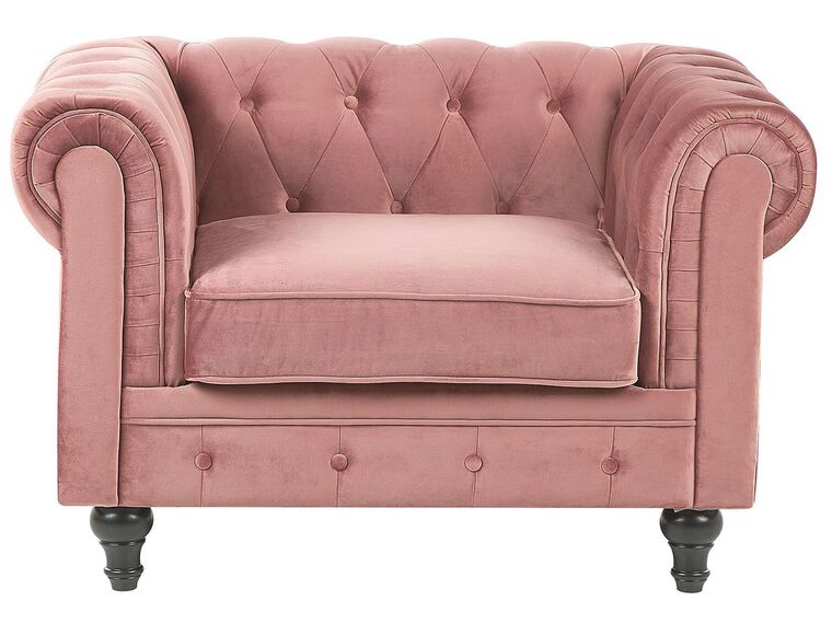 Velvet Living Room Set Pink CHESTERFIELD Beliani.co.uk