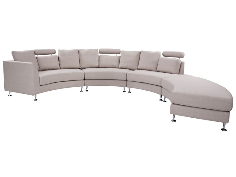 7 Seater Curved Fabric Modular Sofa Beige ROTUNDE_66441