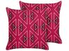 Conjunto 2 almofadas decorativas de jardim padrão geométrico rosa 45 x 45 cm MEZZANO_881450