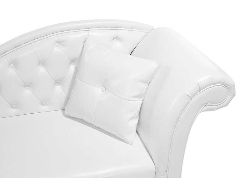 Beliani Chaise Longue Méridienne Chesterfield Côté Droit En Cuir PU Blanc Pour Salon Glamour Et Vintage