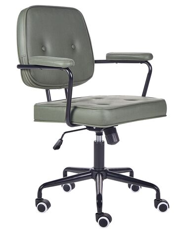 Chaise de bureau en cuir PU vert PAWNEE