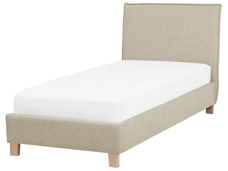 Fabric EU Single Size Bed Beige SENNEZ_713958