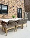 6 Seater Concrete Garden Dining Set with Chairs White with Beige OLBIA_887441