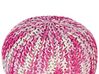 Cotton Knitted Pouffe 50 x 35 cm White and Pink CONRAD_842518