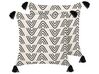 Set of 2 Cotton Cushions Geometric Pattern with Tassels 45 x 45 cm White and Black MAYS_838835