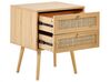 Mesa de cabeceira com 2 gavetas em rattan em madeira clara PEROTE_841275