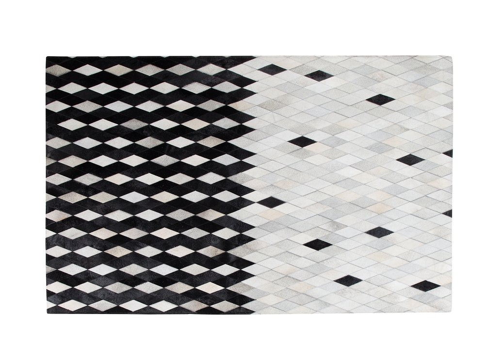 Tappeto In Pelle Bianco / Nero 140 X 200 Cm MALDAN - Foto 5