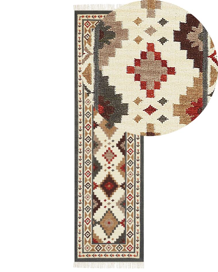 Dywan wełniany kilim 80 x 300 cm wielokolorowy GHUKASAVAN _859082