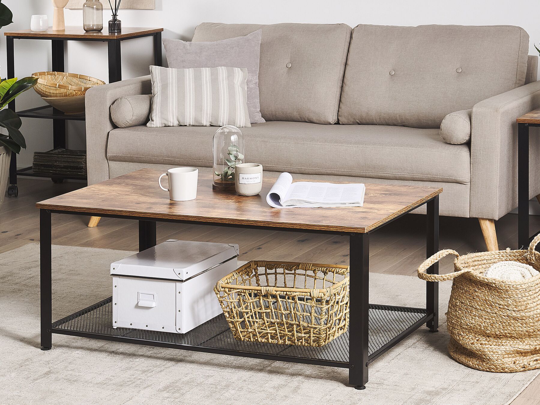 Coffee Table Dark Wood with Black ASTON Beliani.co.uk