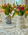 Kameninová váza na květiny 18 cm bílá/ modrá AMIDA_860445