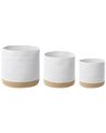 Set of 3 Cotton Baskets White and Beige BASIMA_846439