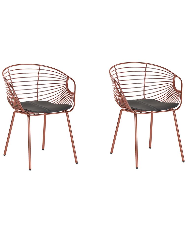 Set of 2 Metal Dining Chairs Copper HOBACK_775480