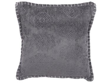 Cuscino cotone e viscosa motivo in rilievo grigio scuro 45 x 45 cm MELUR