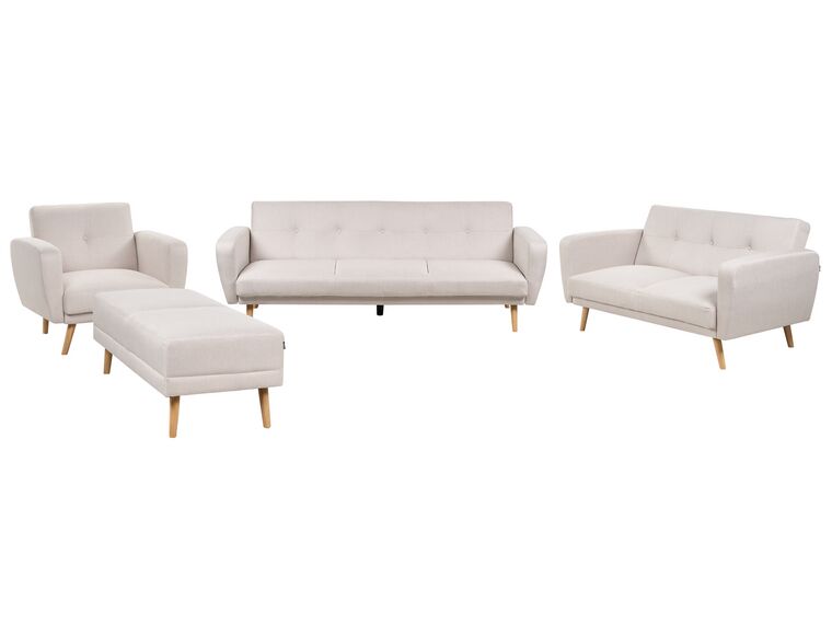 6-Sitzer Sofa Set hellbeige verstellbar mit Ottomane FLORLI_905884