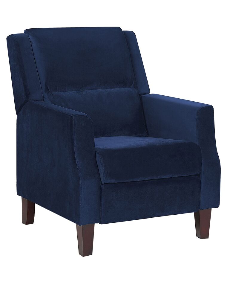 Velvet Recliner Chair Navy Blue EGERSUND_794274