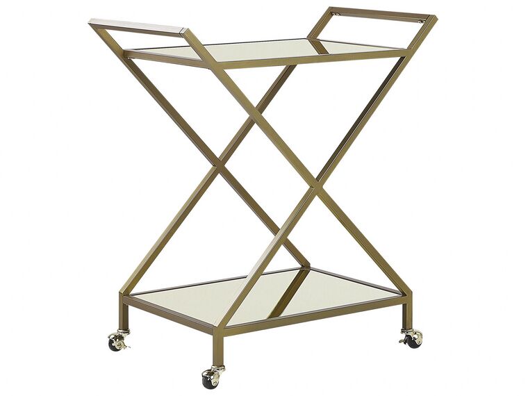 Metal Drinks Trolley with Mirrored Top Gold IVERA_797867