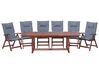 6 Seater Acacia Wood Garden Dining Set with Blue Cushions TOSCANA_788309