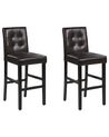 Conjunto de 2 sillas de bar de piel sintética marrón/madera oscura MADISON_763526