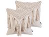 Set of 2 Cotton Macrame Cushions with Tassels 45 x 45 cm Beige BEDADI_904631