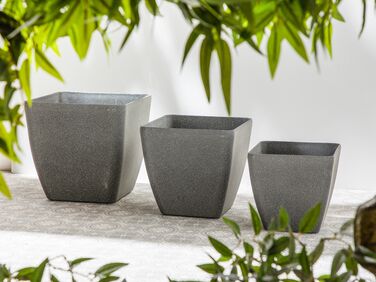 Set of 2 Plant Pots 34 x 34 x 34 cm Grey ZELI