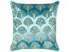 Embroidered Velvet Cushion Seashell Pattern 45 x 45 cm Turquoise PANDOREA_892764