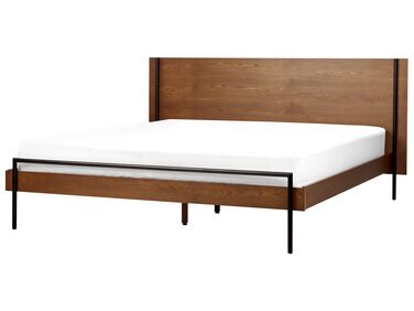 Bed hout donkerbruin 180 x 200 cm LIBERMONT