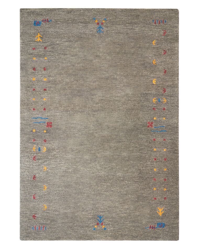 Wool Gabbeh Area Rug 140 x 200 cm Grey SEYMEN Beliani.co.uk