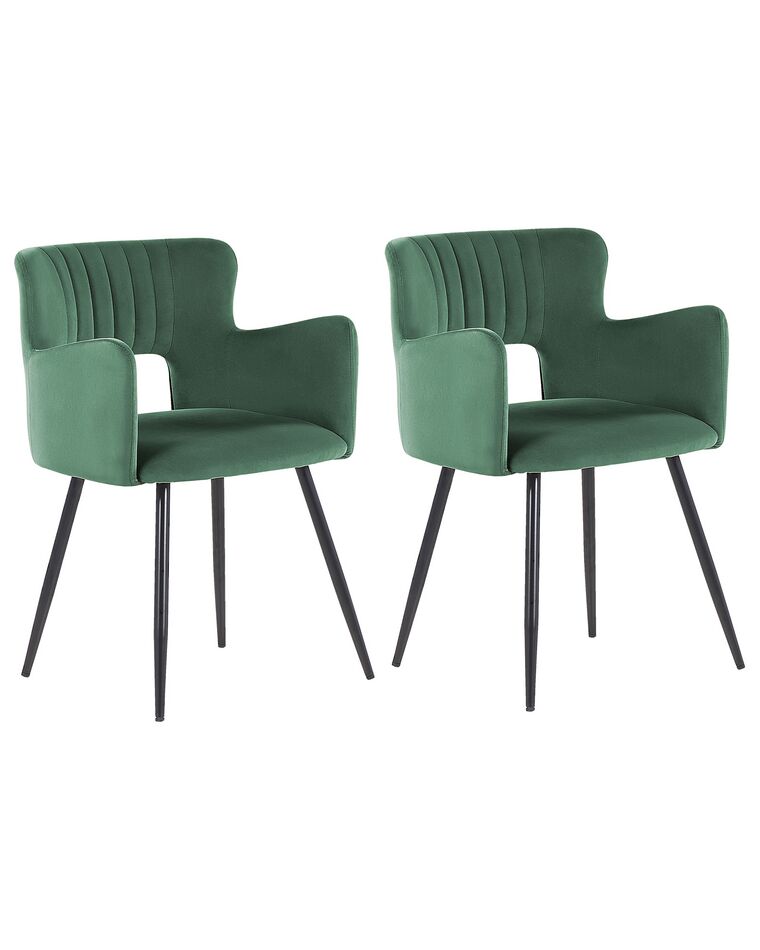 Set of 2 Velvet Dining Chairs Dark Green SANILAC_847162