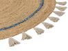 Round Jute Area Rug ⌀ 140 cm Beige and Blue OBAKOY_886847