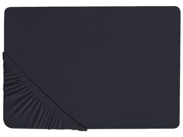 Drap-housse en coton 180 x 200 cm noir JANBU