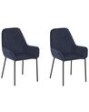 Conjunto de 2 cadeiras de jantar em bombazine azul LOVERNA_914132