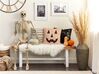 Welurowa poduszka dekoracyjna z motywem dyni halloweenowej 45 x 45 cm beżowa SEBES_830464