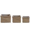 Set of 3 Seagrass Plant Pots Baskets Natural RIVULINE_825039
