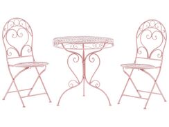 Metallinen terassipöytä ja 2 tuolia vaaleanpunainen ALBINIA