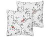 Conjunto de 2 almofadas decorativas com bordado de pássaros em algodão branco 45 x 45 cm DILLENIA_893255