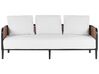 Lounge Set 2-teilig Aluminium schwarz 3-Sitzer Auflagen weiß MONTEFALCO_905554