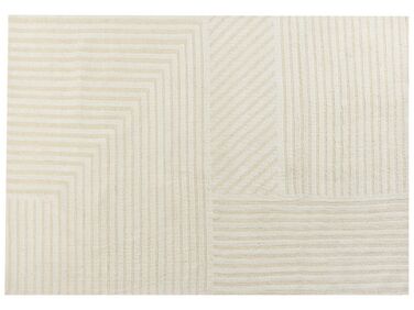 Teppich Wolle hellbeige 160 x 230 cm Streifenmuster ABEGUM