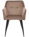 Conjunto de 2 sillas de comedor de terciopelo marrón/negro JASMIN_859448