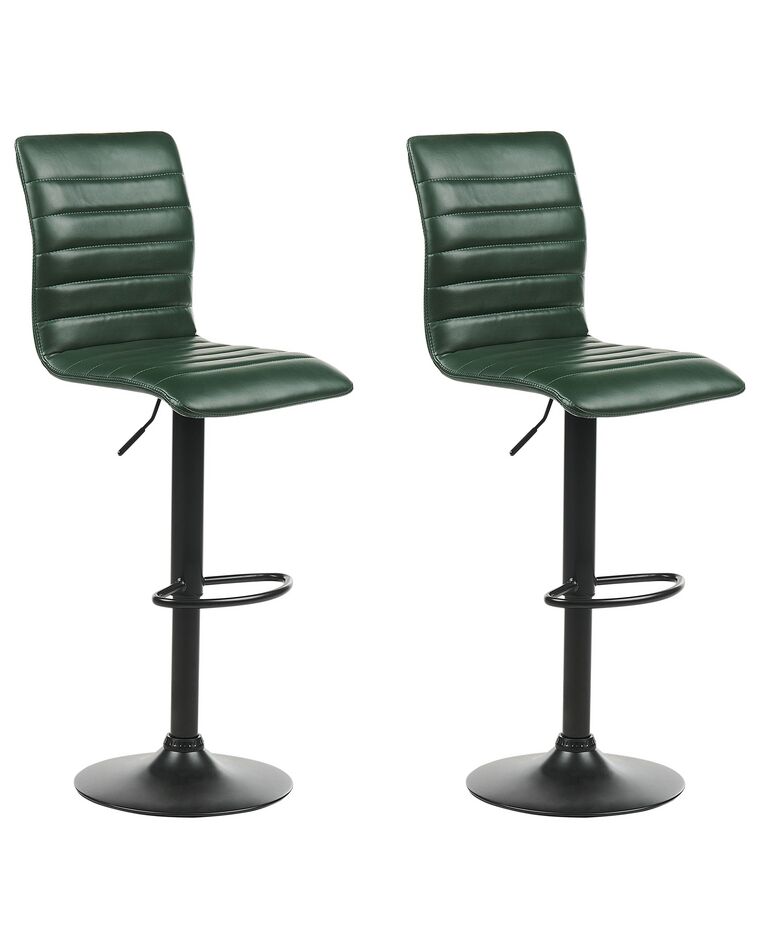 Conjunto de 2 sillas de bar de piel sintética verde LUCERNE II_894487